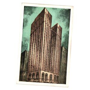 Vintage Pittsburgher Hotel Postcard Pittsburgh Artwork Skyscraper 25 Floors